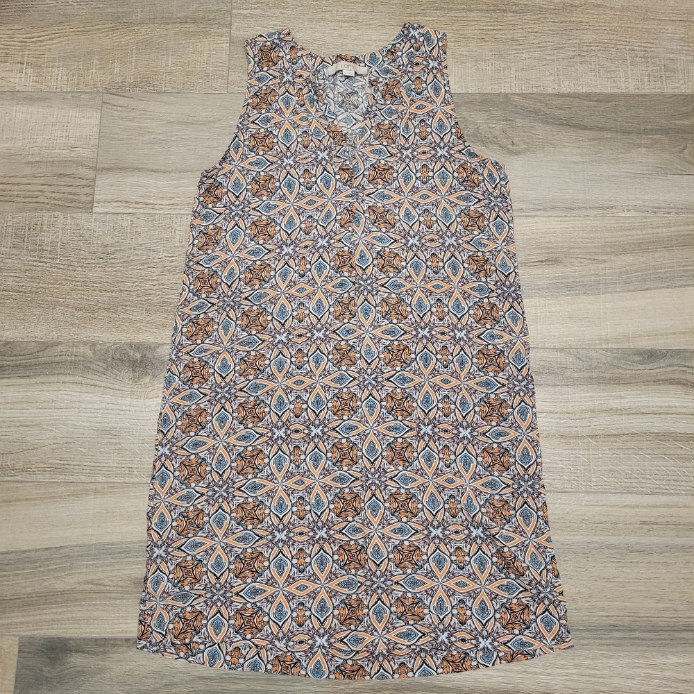 LOFT V-Neck Sleeveless Mini Dress Women's Medium Boho
